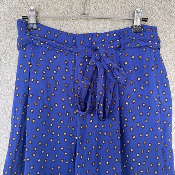 Anthropologie Ett Twa Wide Leg Viscose Pants Size 0 Blue Floral Drawstring - Picture 2 of 9